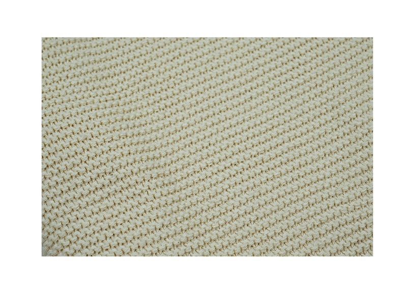Ambrosia 130 x 160 cm Cotton Knitted Throw Blanket in Beige 400GSM Thick Cozy Sofa Bed Runner Decorative Boho Couch Cover - Image 2